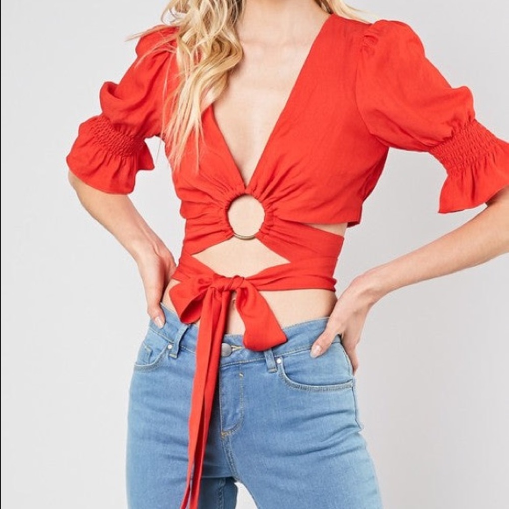Wrap Crop Top - Red